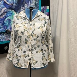 Penningtons Floral Blouse - White and Green